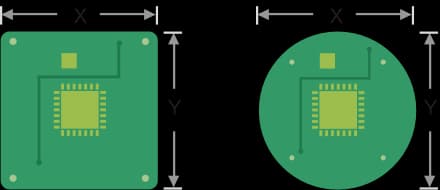 ابعاد PCB مربع و گرد